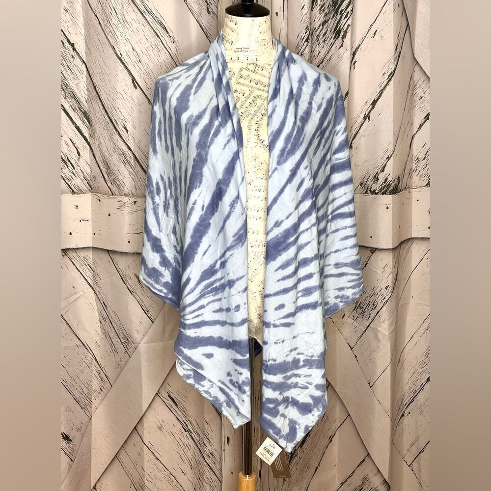 J. Jill Pure Jill Blue Tie-Dye Cotton Blanket Scarf NWT